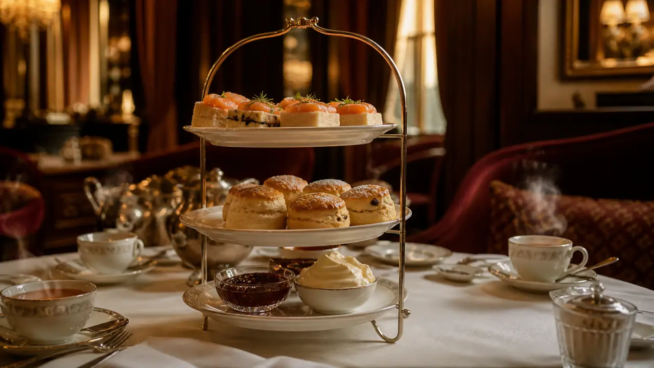 Afternoon tea londres : présentoir à étages, scones et thé