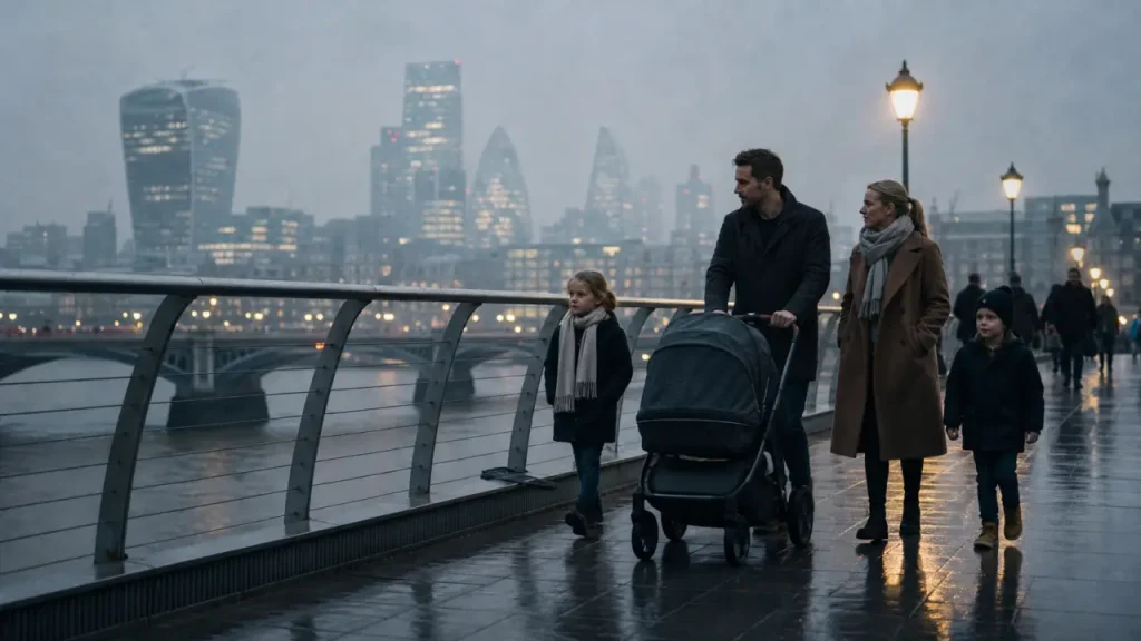 En famille à Londres sur le Millennium Bridge, famille et enfants