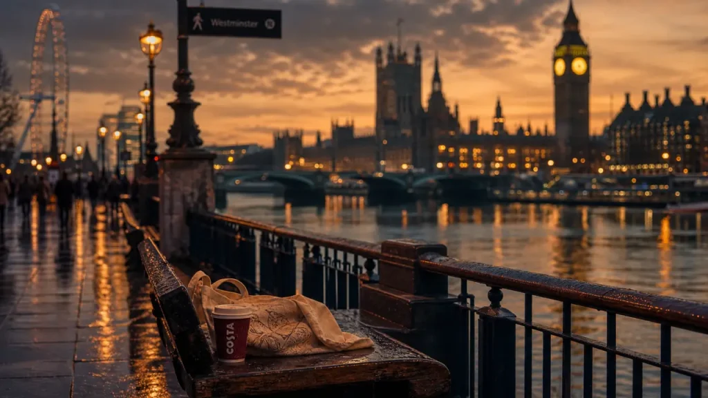 Endroit a visiter a londres : Westminster Bridge et Big Ben au coucher du soleil