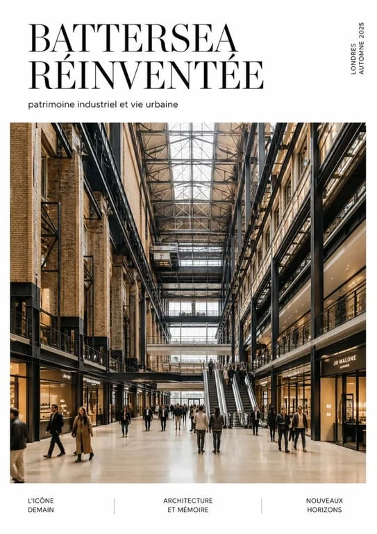 Intérieur rénové de Battersea Power Station à Londres avec boutiques et visiteurs