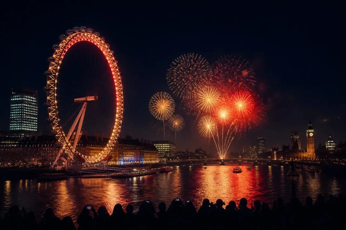 Que faire à Londres le 31 décembre : feux d’artifice au-dessus de la Tamise près du London Eye