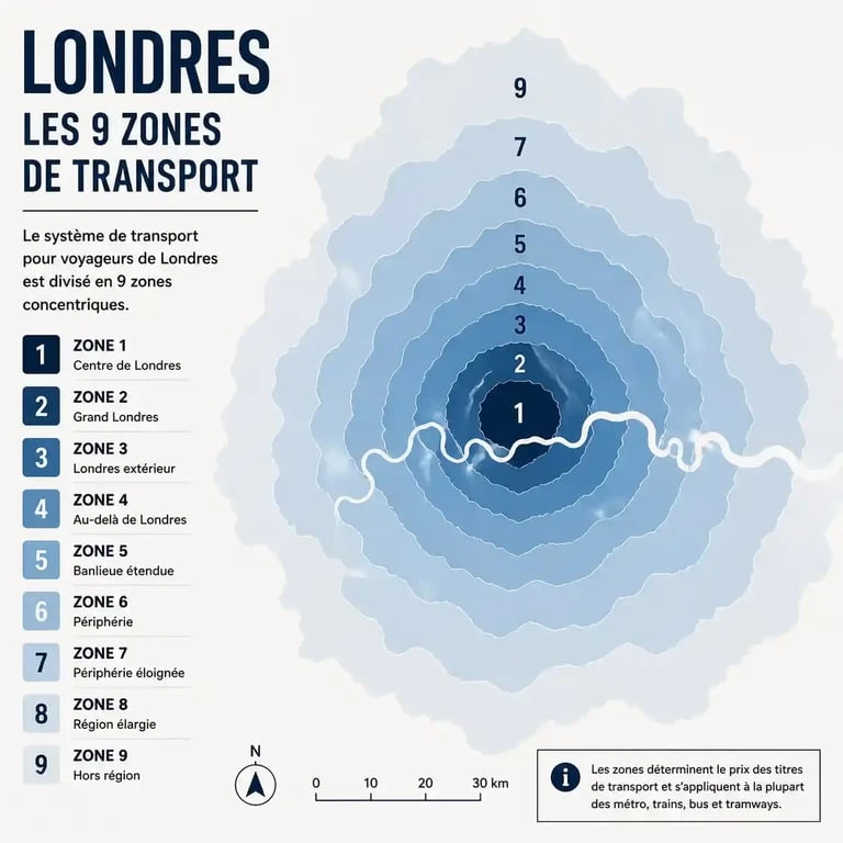 Carte des zones de transport de Londres pour se déplacer facilement.