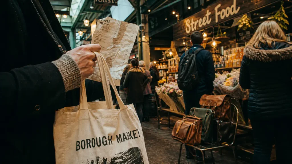 Marché à Londres Borough Market : street food et shopping vintage