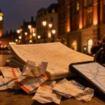 Où loger à Londres pour visiter : tickets de métro froissés et carte Bloomsbury à golden hour