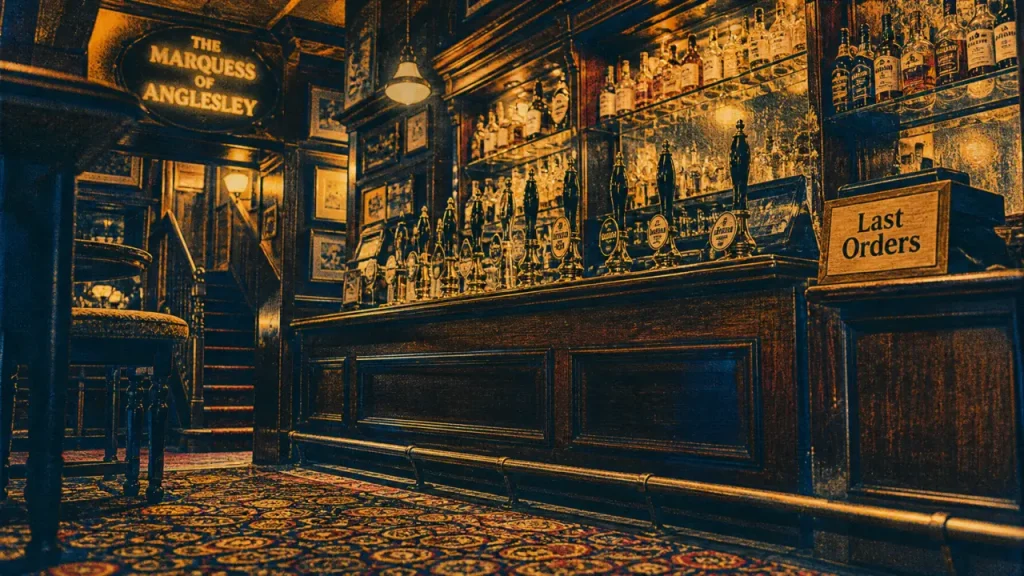 Pub londres : comptoir historique avec bières pression
