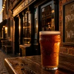 Photo pubs londres : The Prospect of Whitby à Londres, pinte au comptoir, golden hour