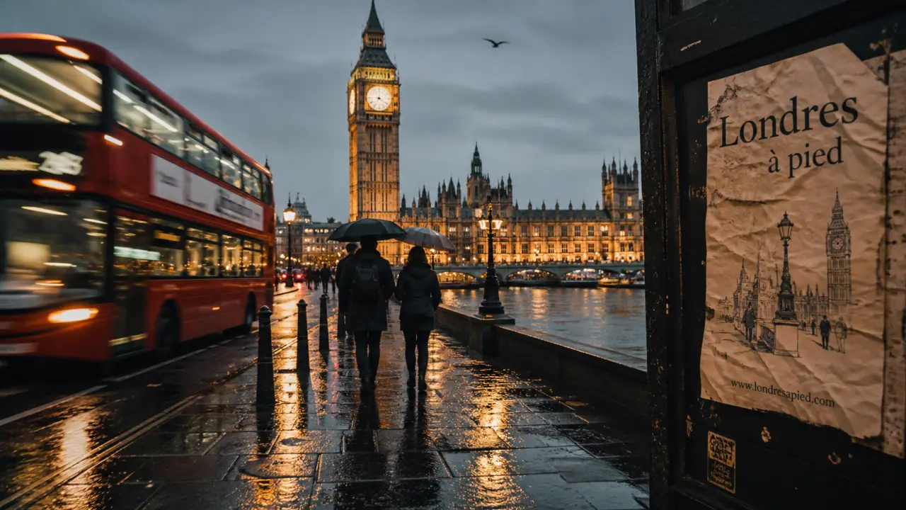 Que faire à Londres en 3 jours gratuit : Westminster, Big Ben et Tamise sous la pluie