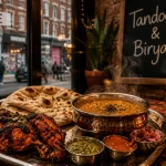 Restaurants indiens Londres : tandoori fumé, naan et dal près d’une fenêtre à Brick Lane