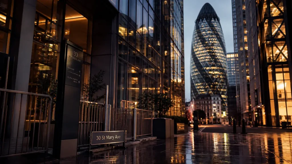 Visiter gherkin Londres : entrée 30 St Mary Axe, tour gherkin