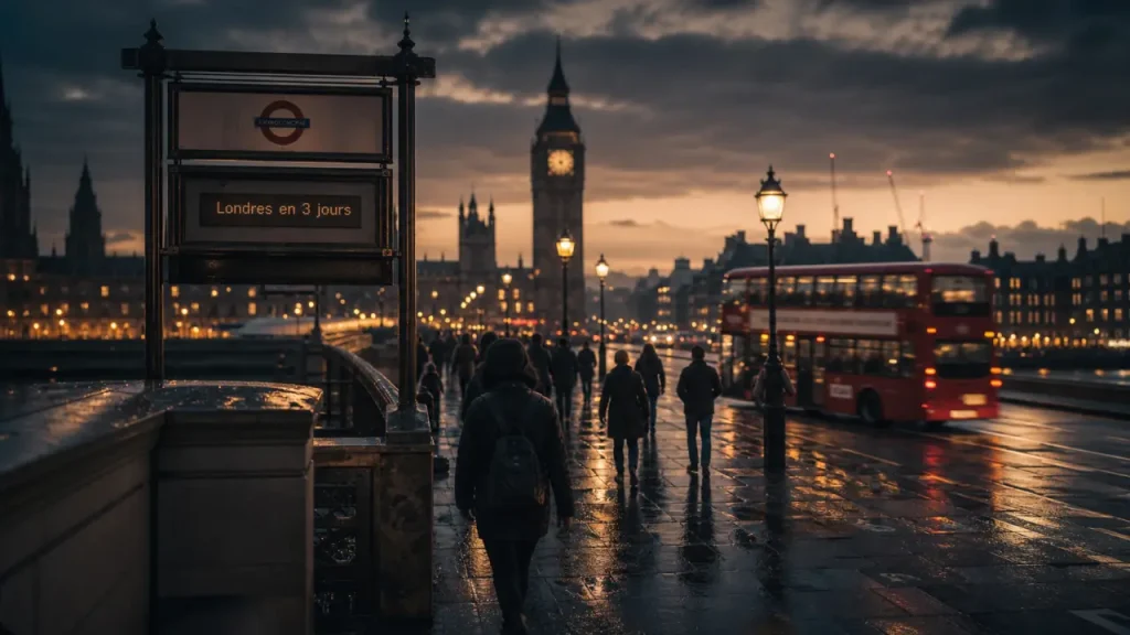 Visiter Londres : bus rouge londonien près de la Tamise, Big Ben et Westminster
