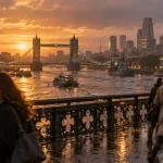 10 lieux a visiter a londres : Tower Bridge au coucher du soleil sur la Tamise