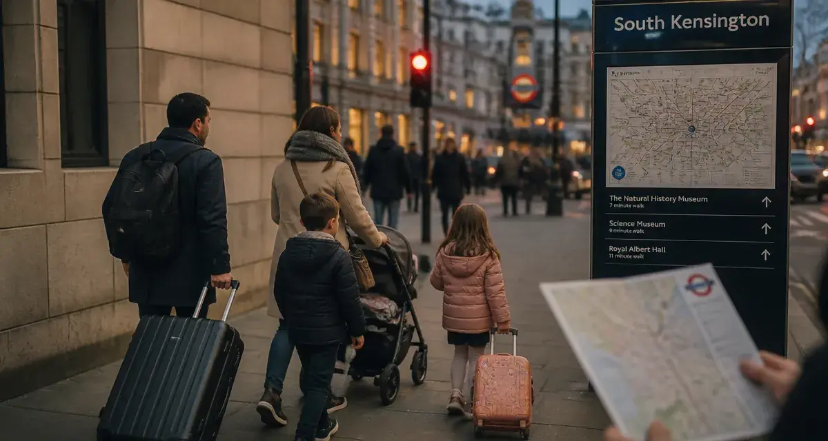 Dans quel quartier loger à Londres en famille : famille près du métro, South Kensington
