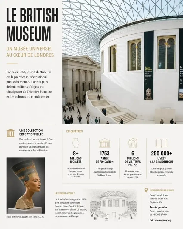 British Museum à Londres, l'un des musées gratuits incontournables
