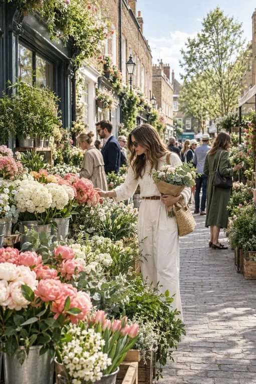 Marchés de Londres avec fleurs et bouquets à Columbia Road