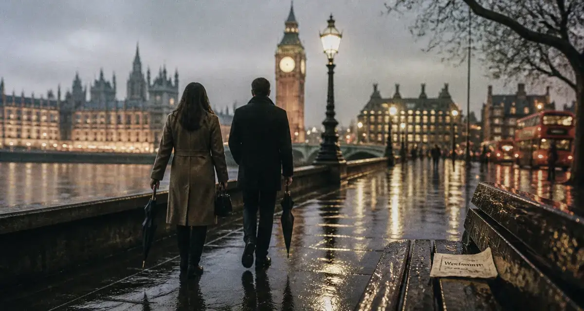 Londres monuments à visiter : Westminster Bridge et Big Ben sous la pluie