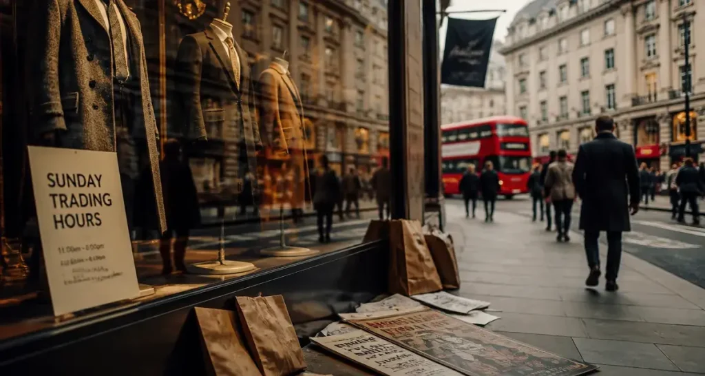 Londres shopping dimanche : vitrine à Regent Street et heures de commerce