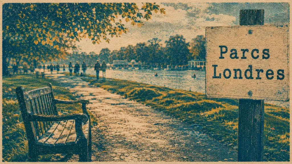 Parcs Londres : chemin dans Hyde Park avec la Serpentine