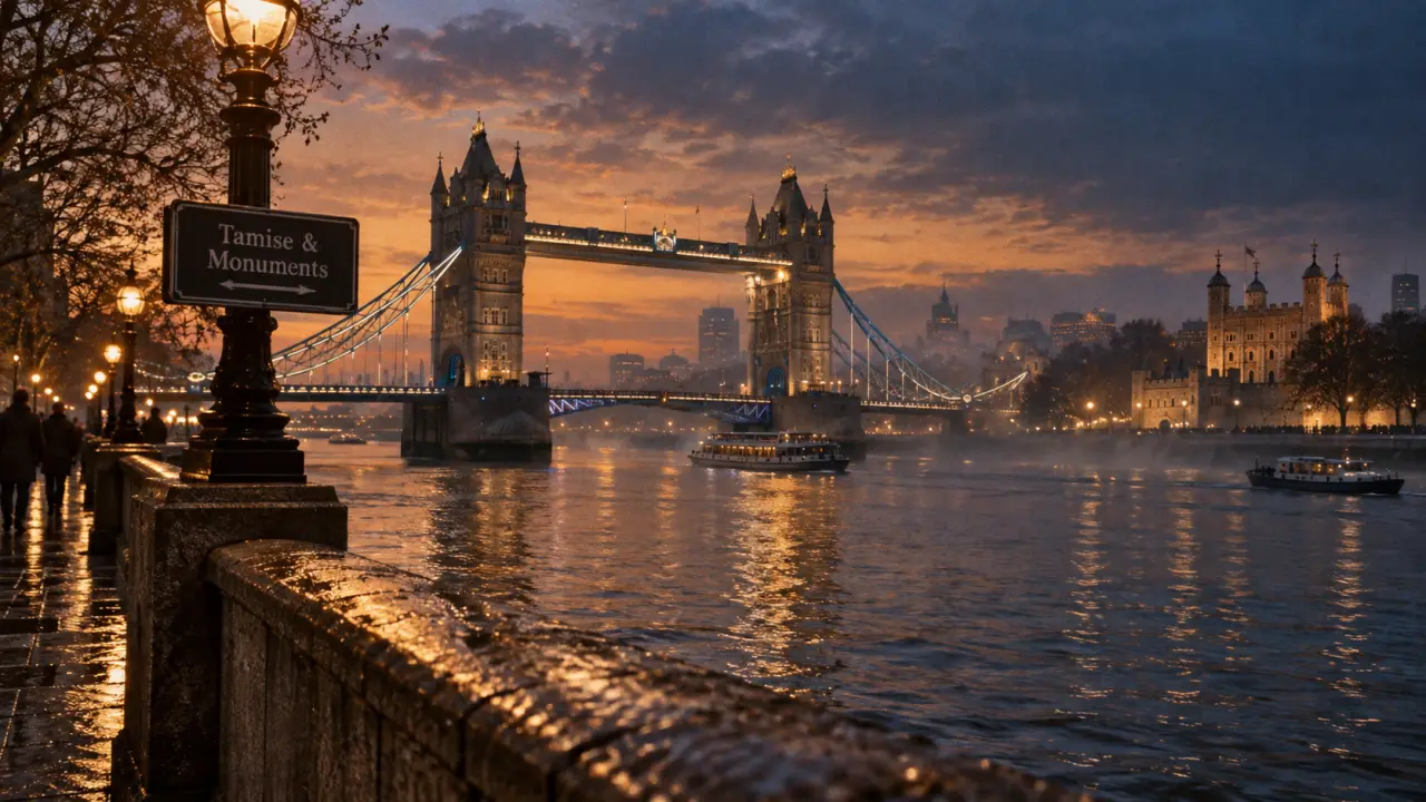 Principaux sites a visiter a londres : Tower Bridge sur la Tamise, brume légère
