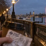 Que visiter a londres avec ado : vue Tamise et London Eye depuis South Bank