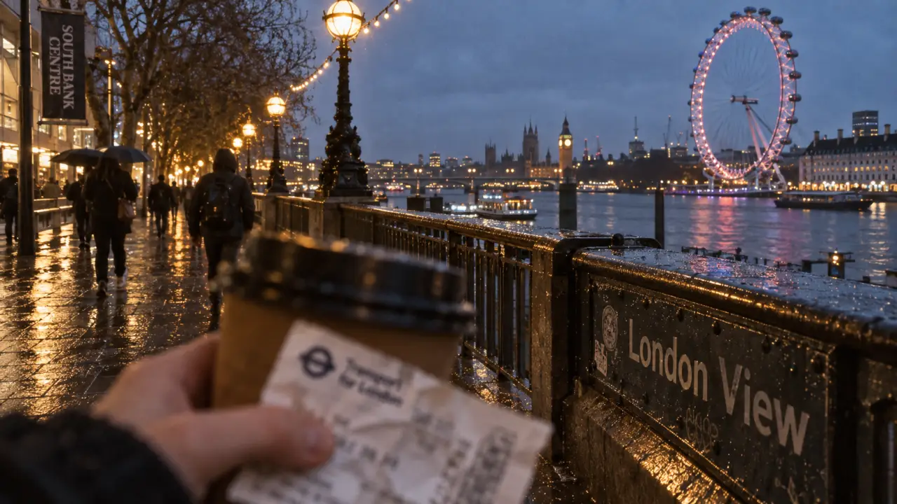 Que visiter a londres avec ado : vue Tamise et London Eye depuis South Bank
