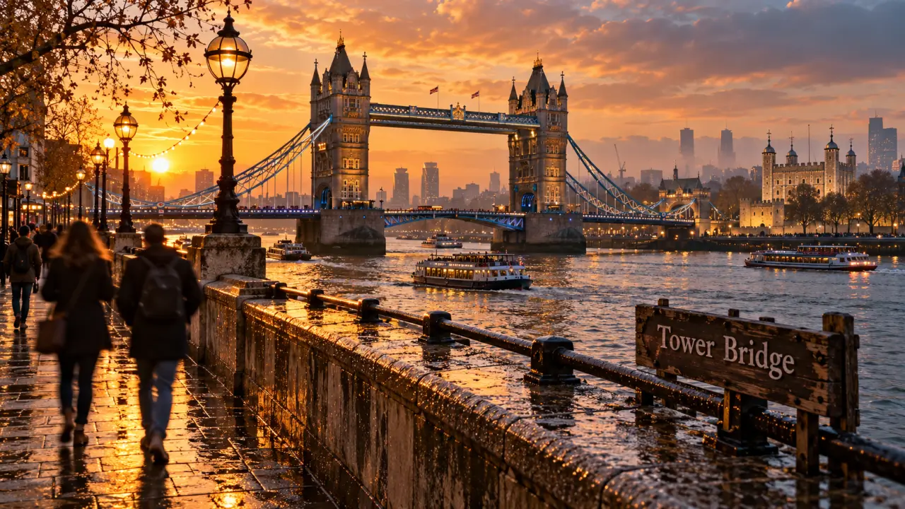 Quel monument visiter à Londres : Tower Bridge au coucher du soleil sur la Tamise