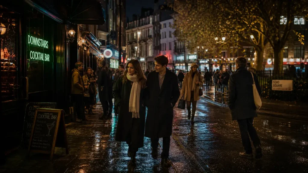 Soho quartier Londres : rue, néons et ambiance