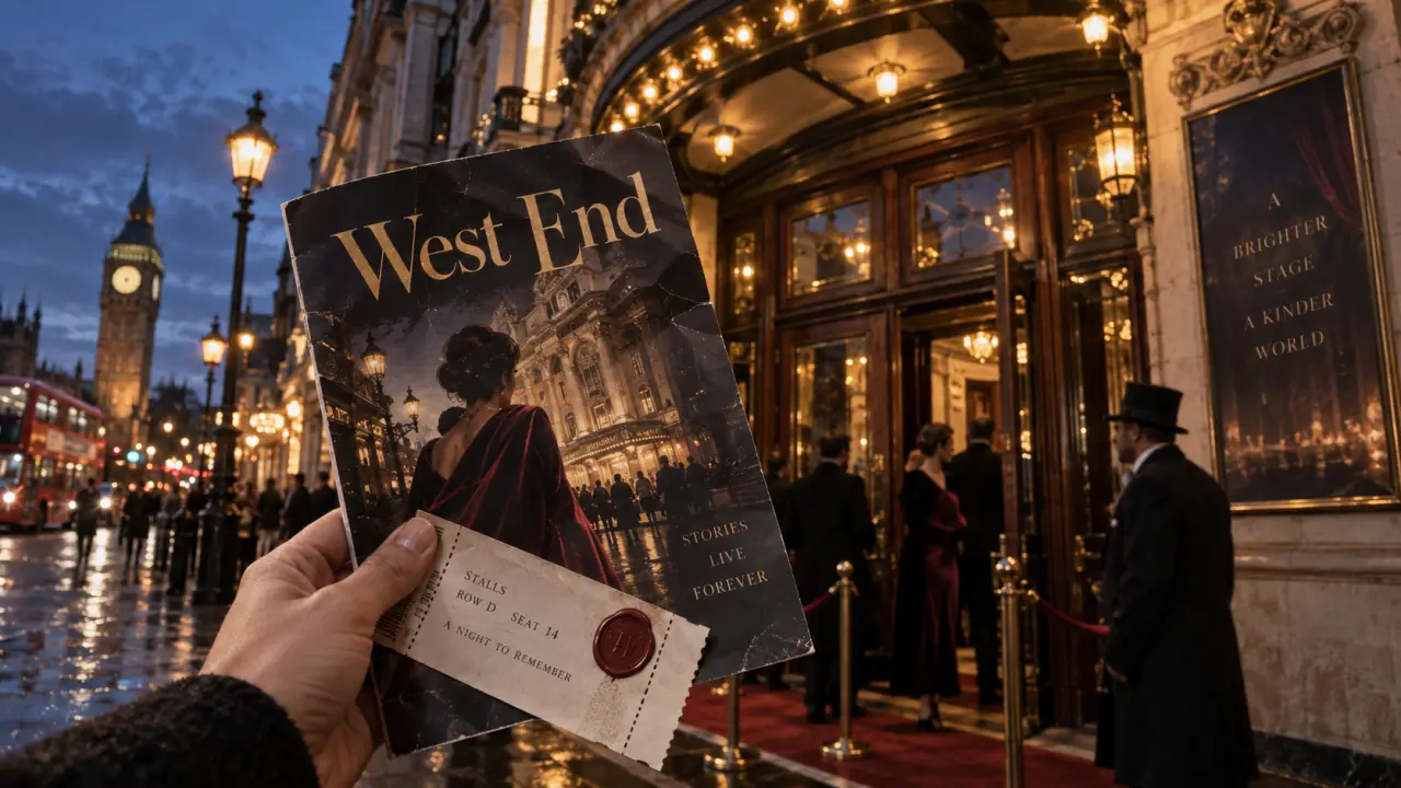 Théâtre Londres au West End, entrée de théâtre à Londres au crépuscule