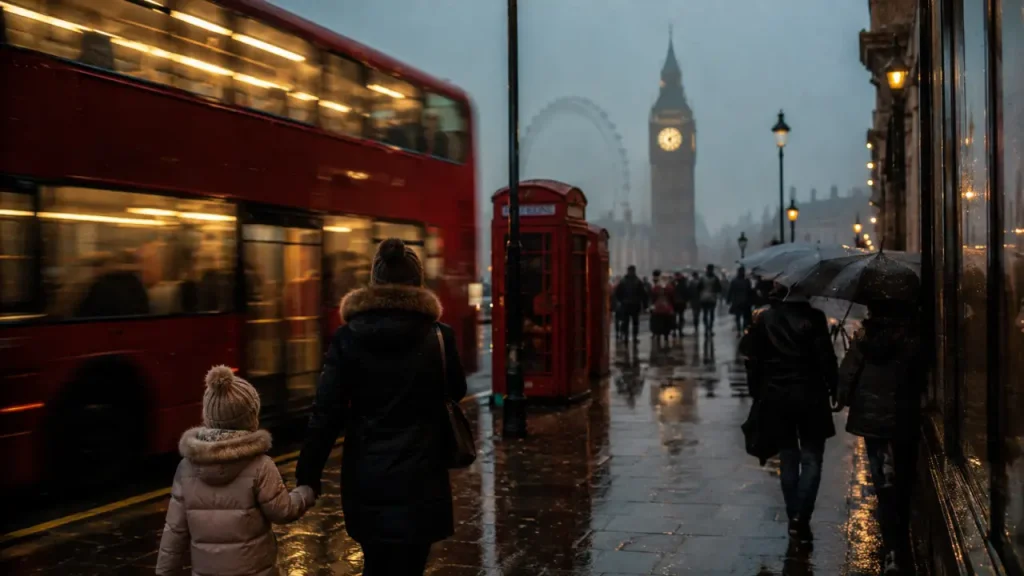Visiter Londres en 2 jours en famille : enfant près de Big Ben et London Eye