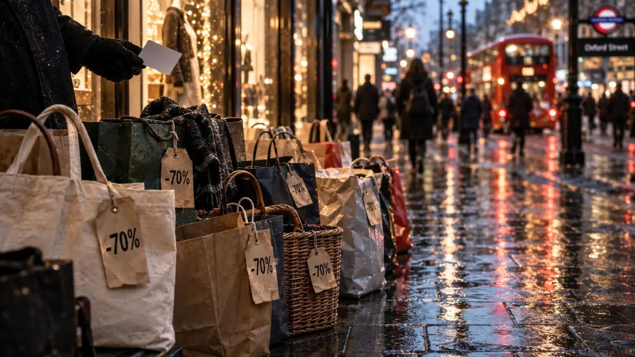 Shopping à Londres soldes -80% sur Oxford Street, sacs et étiquettes de prix